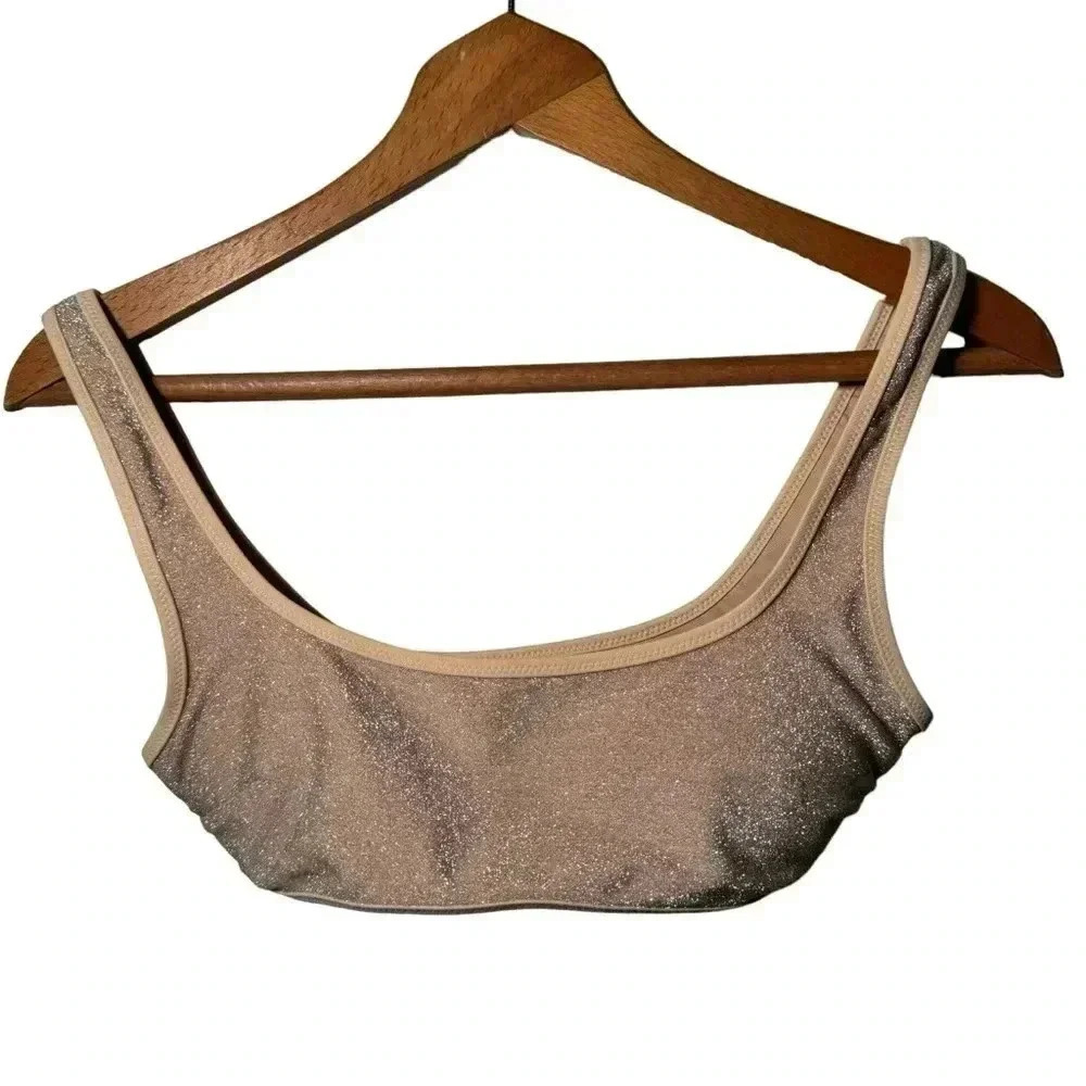 NWT AERIE SCOOP BIKINI TOP GLITTER  S